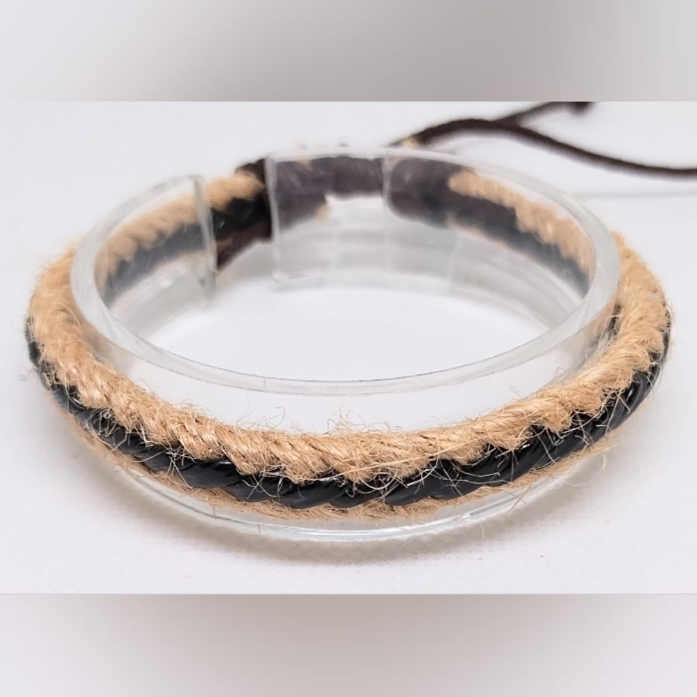 Men's bracelet braided rope brown new e54